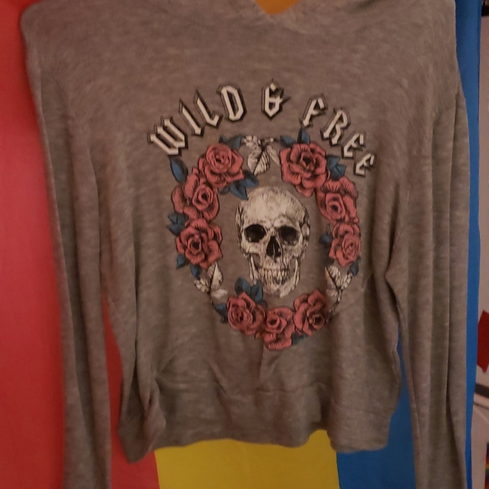 Grey Wild & Free Crop hoodie